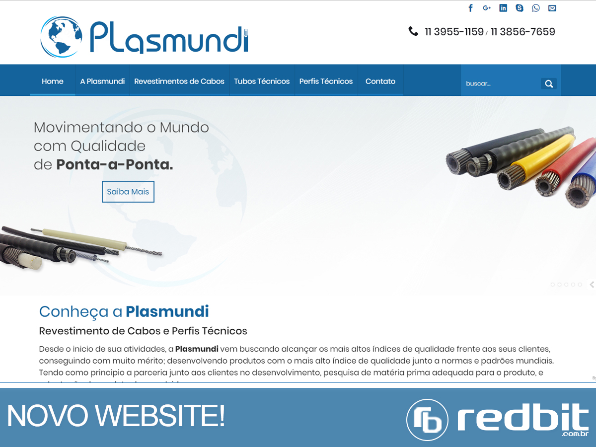 Novo Site para Indstria Plasmundi Revestimento de Cabos
